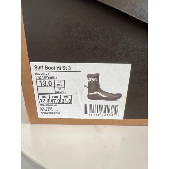 VANS SURF BOOT HI ST 3 3MM COOL WATER BLACK SIZE 13 NEW WITH BOX - Picture 9 of 12